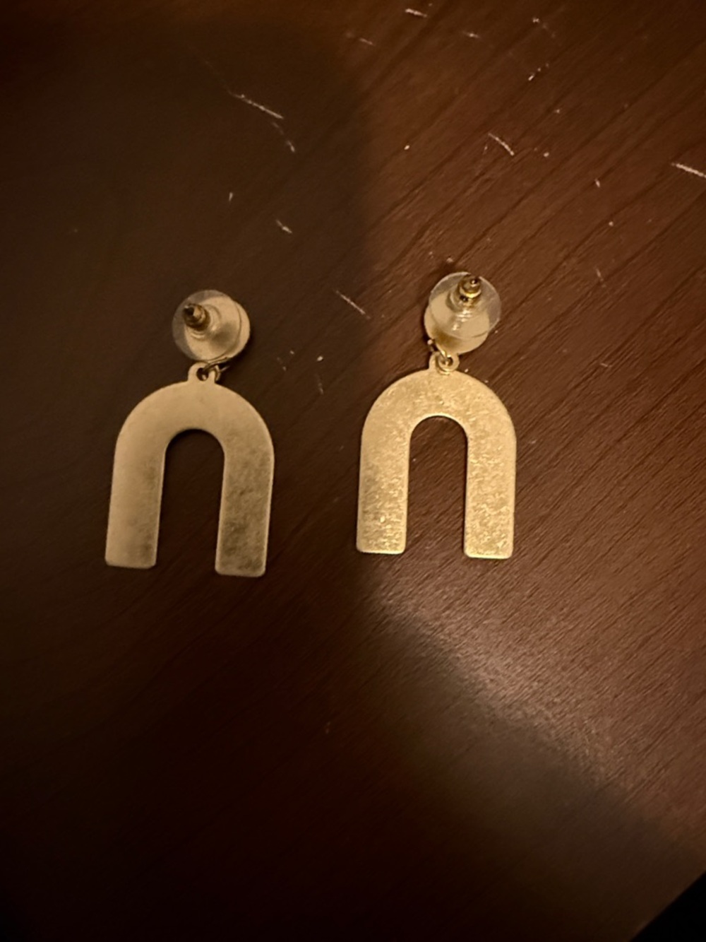 Gold U-Shape Drop Earrings